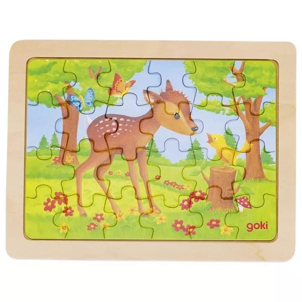 Puzzle din lemn cu 24 de piese - Prietenia dintre animale - DELIST