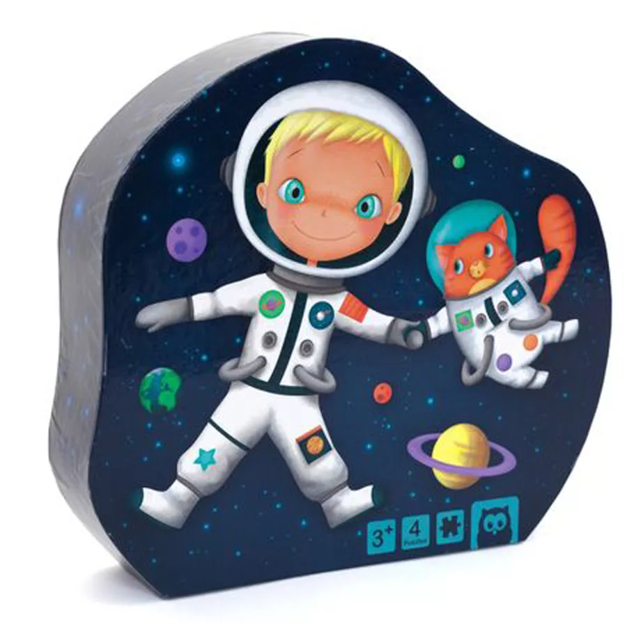 Set de 4 puzzle-uri progresive de 6, 9, 12 și 16 piese - Micul astronaut