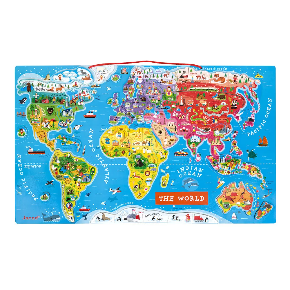 Puzzle gigant Harta lumii cu 92 de piese magnetice
