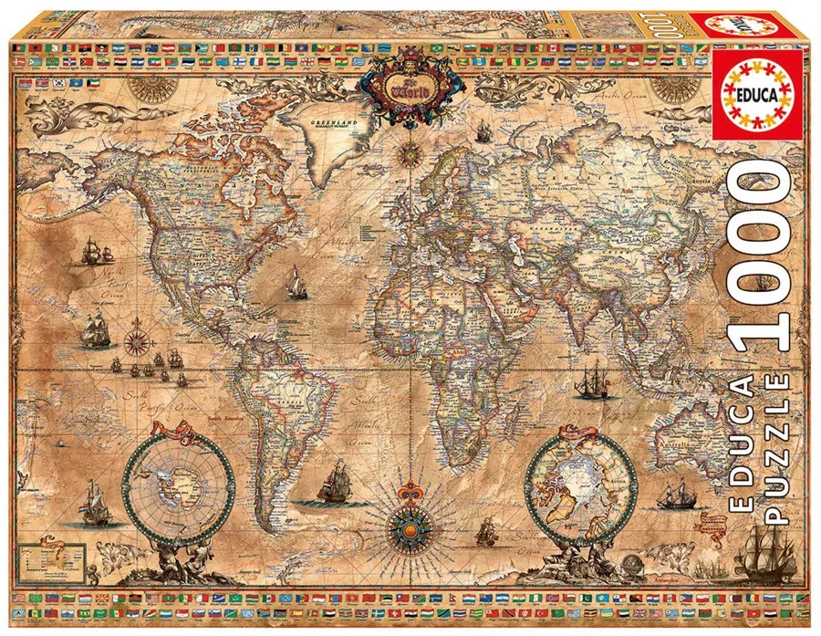 Puzzle - Harta antică a lumii, 1000 de piese
