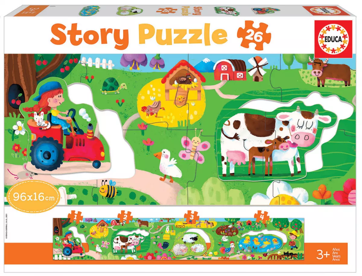 Puzzle panoramic cu 26 piese - Poveste de la fermă