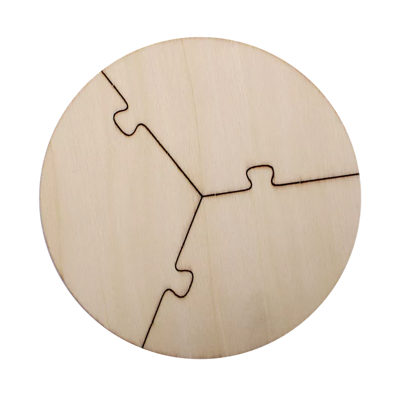 Puzzle rotund cu 3 piese din lemn - pentru decorare