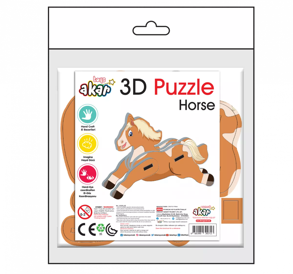 Puzzle 3D cu 7 piese - Căluț