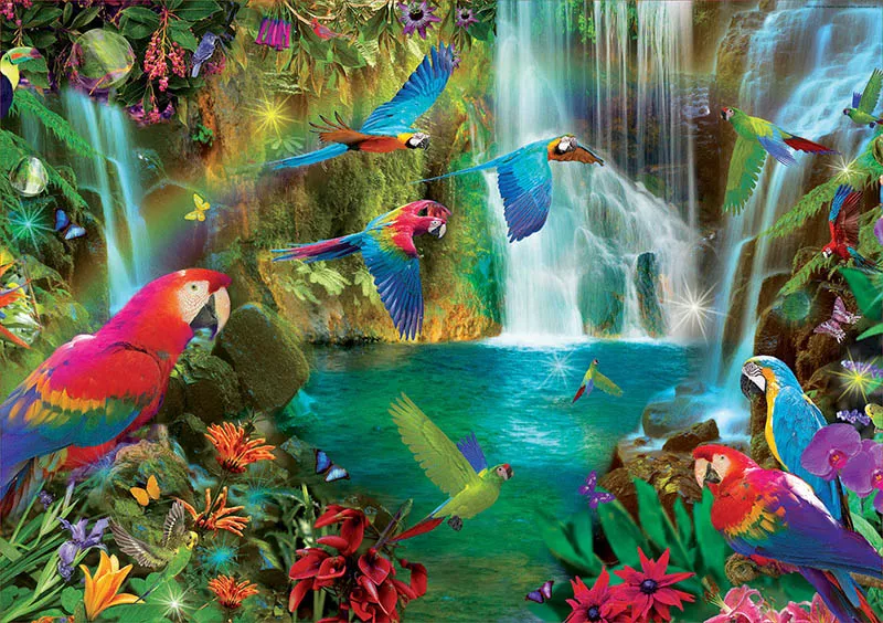 Puzzle cu 1000 de piese - Papagali tropicali