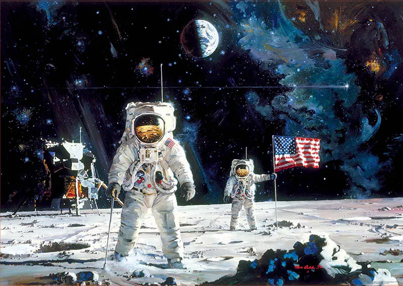 Puzzle cu 1000 de piese - Primii oameni pe Lună, Robert McCall