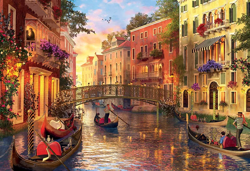 Puzzle cu 1500 de piese - Apus de soare în Veneția