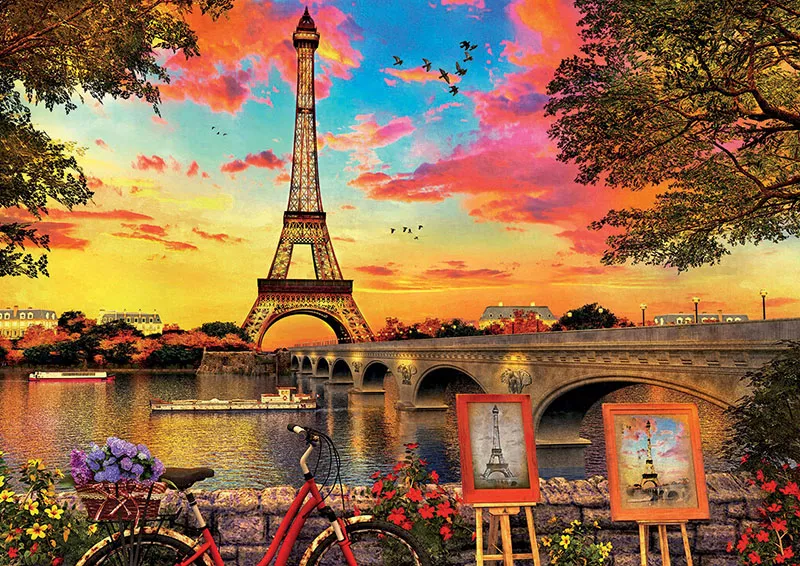 Puzzle cu 3000 de piese - Apus de soare în Paris