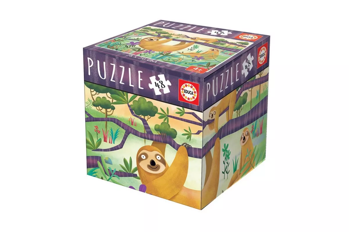 Puzzle cu 48 de piese în mini cutie tip cub - Leneși