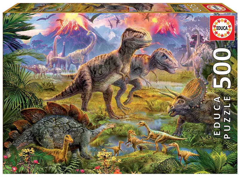 Puzzle cu 500 de piese - Întâlnirea dinozaurilor