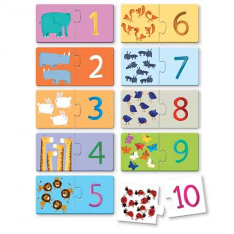 Puzzle-uri cu 2 piese + carte –  Numere