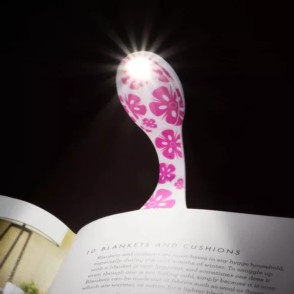 Semn de carte flexibil cu lumină - Flori roz