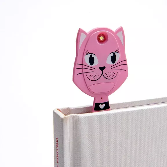 Semn de carte flexibil cu lumină - Pisica roz