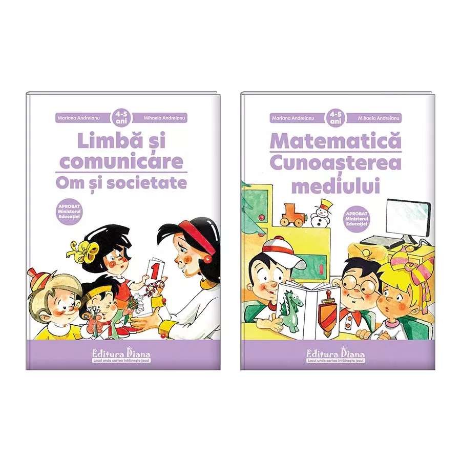 Set 2 caiete, A4, pe domenii, grupa mijlocie 4-5 ani (Autor M. Andreianu) - Aprobat Ministerul Educației