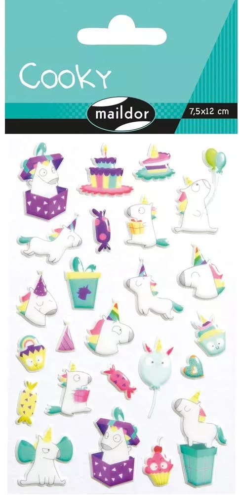 Set 24 de stickere 3D - Unicorni la petrecere