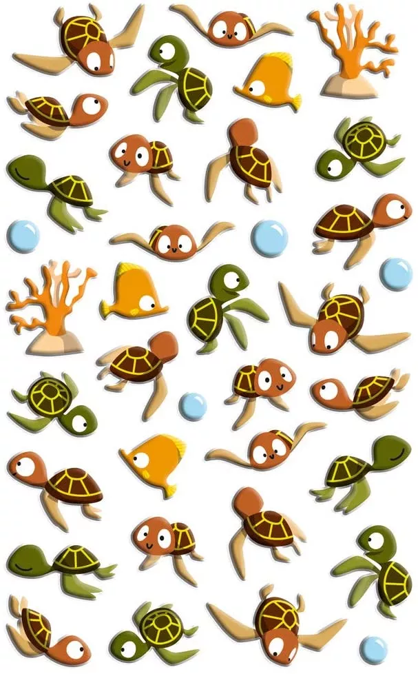 Set 36 de stickere 3D - Țestoase marine