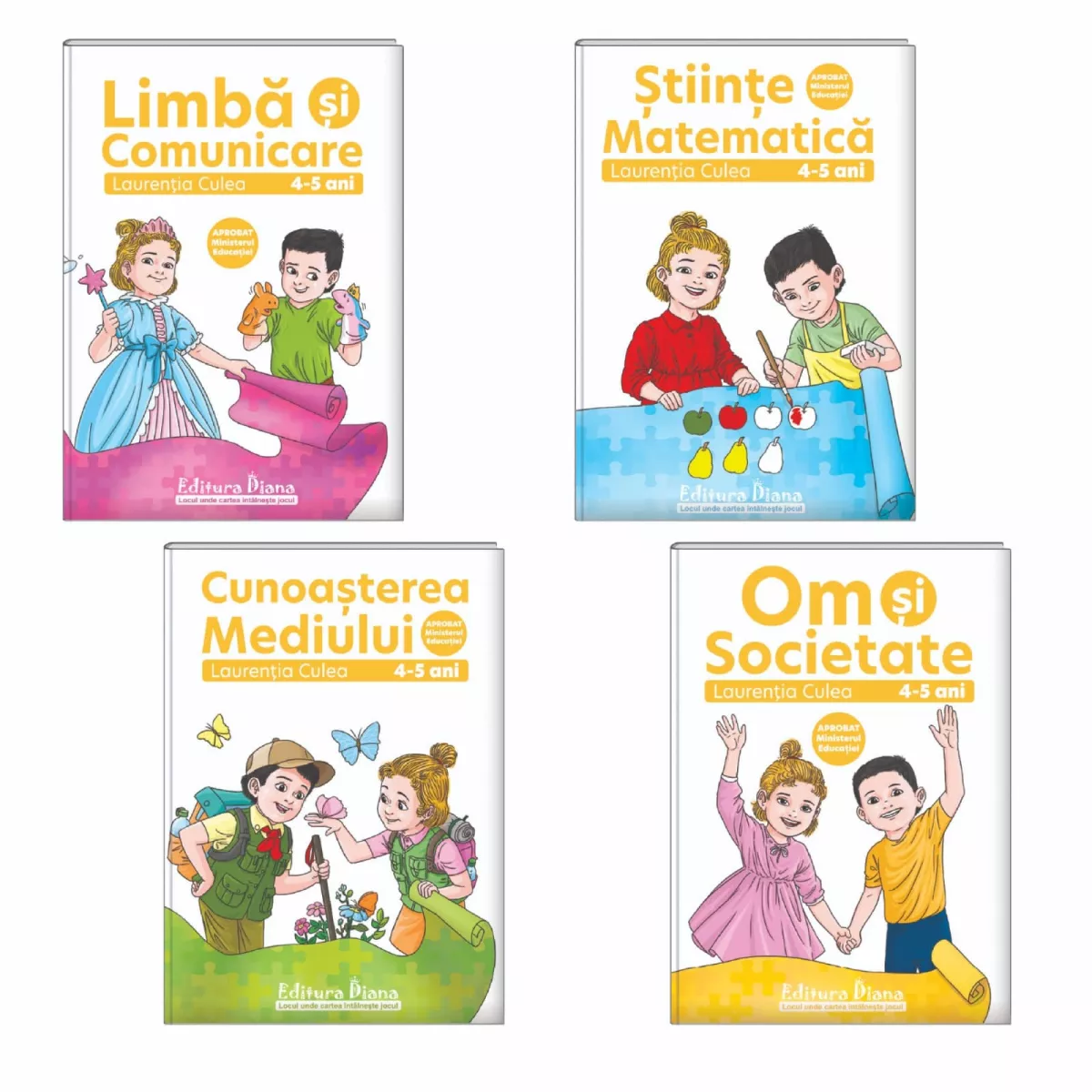 Set 4 caiete, A4, pe domenii, grupa mijlocie 4-5 ani (Autor L.Culea) - Aprobat Ministerul Educației