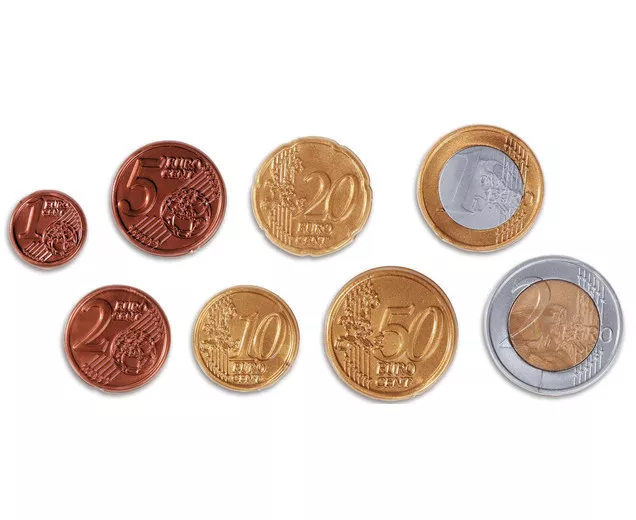 Set 80 monede euro de jucărie pentru calcule aritmetice