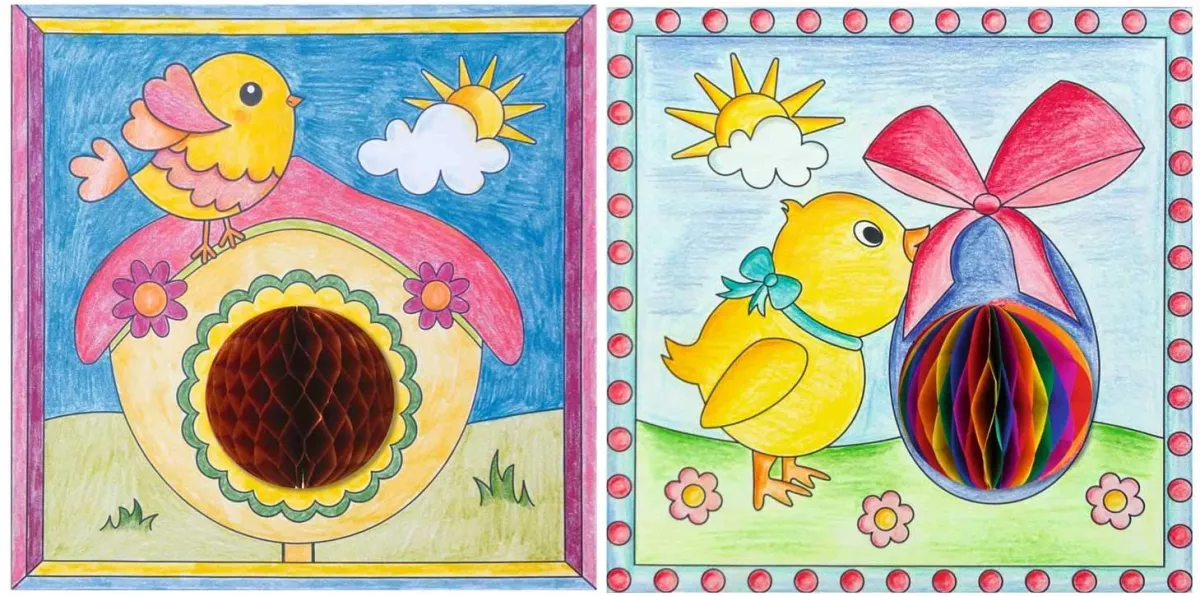 Set creativ cu hârtie tip fagure – 6 tablouri cu Primăvara