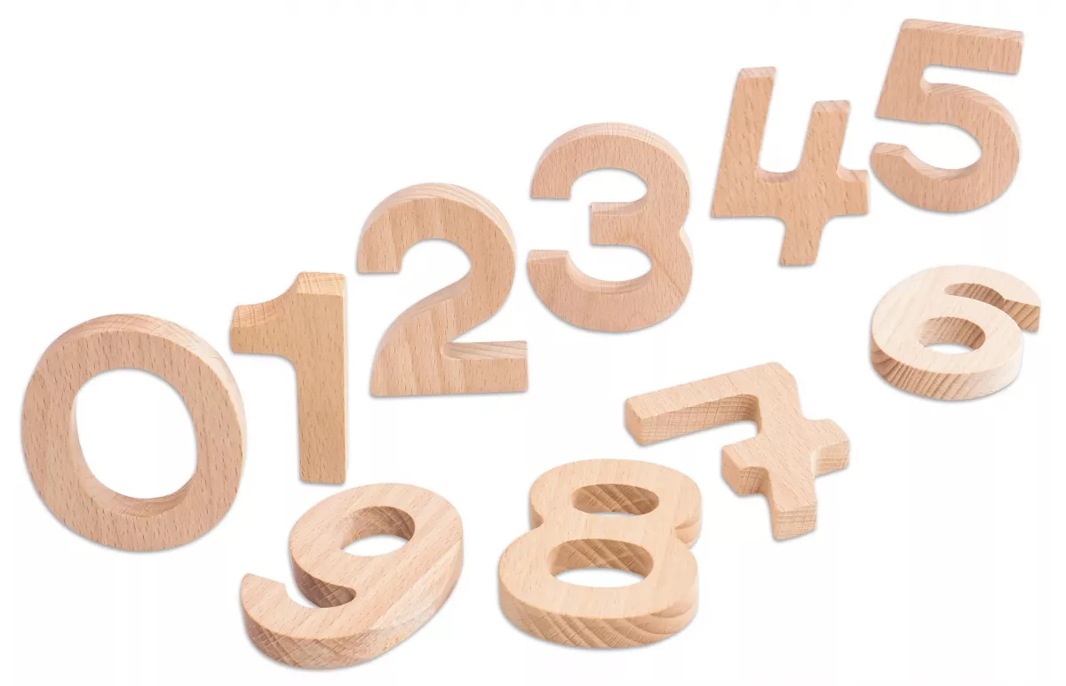 Set de 10 cifre din lemn, 7 cm