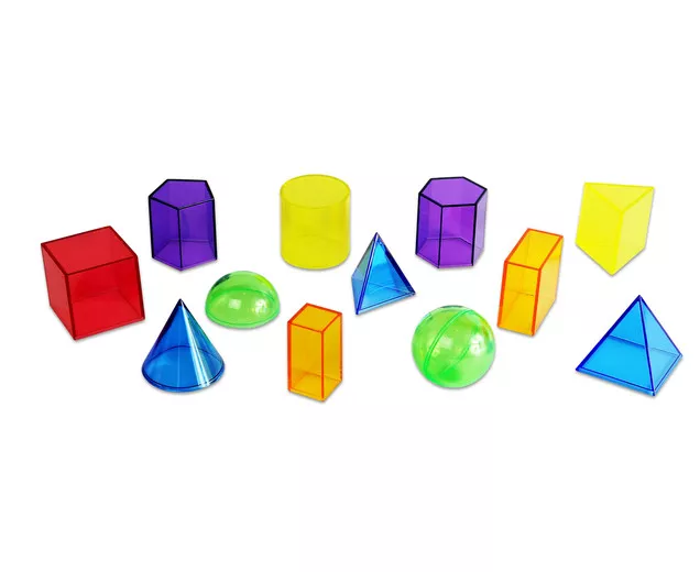 Set de 12 corpuri geometrice colorate translucide