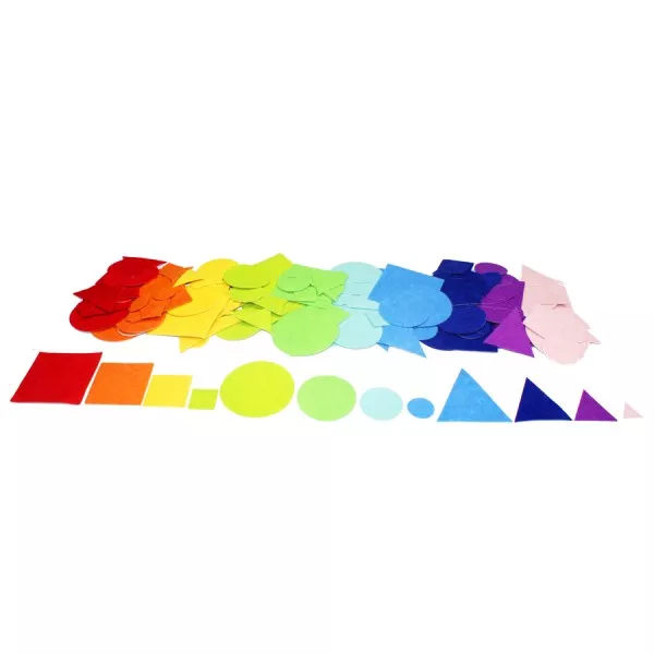 Set de 150 de forme geometrice colorate din fetru autoadeziv - 2,5 - 7 cm