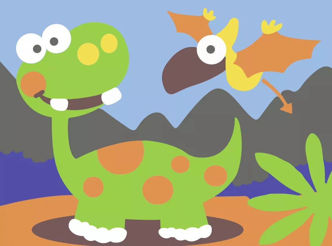 Set 2 planșe de colorat cu nisip - Dinozauri