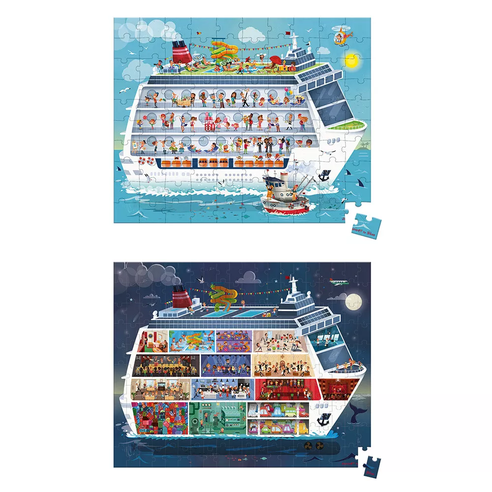 Set de 2 puzzle-uri din carton (100 și 200 de piese) și 2 postere  - Nave de croazieră