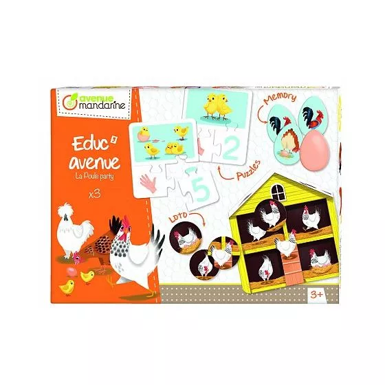 Set de 3 jocuri educative - Petrecerea găinilor
