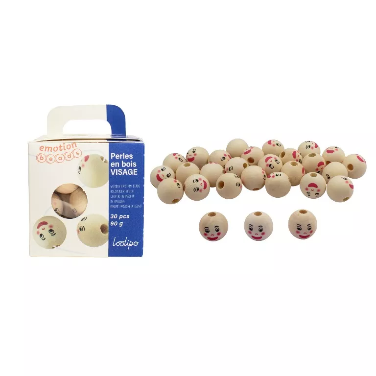 PALMS JABAMI90CD &110F 8個セット Set de 30 de margele din lemn cu fete zambitoare - 2,2 cm