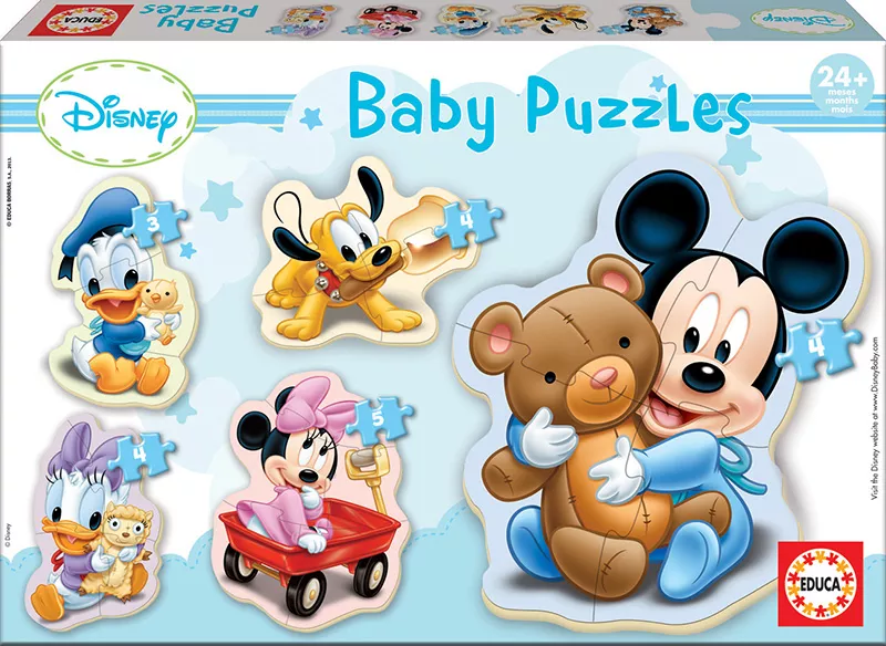 Set de 4 puzzle-uri (3, 4, 5 piese) progresive Disney - Lumea lui Mickey Mouse