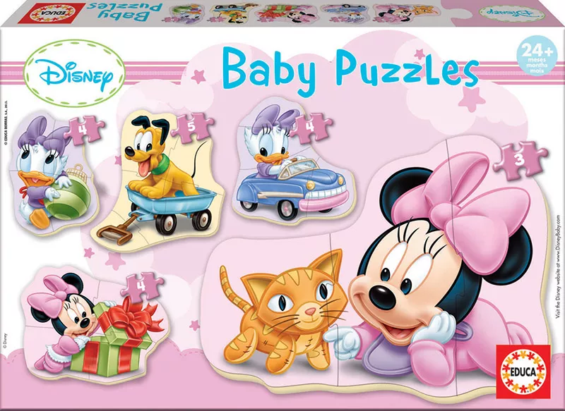 Set de 4 puzzle-uri (3, 4, 5 piese) progresive Disney - Lumea lui Minnie Mouse