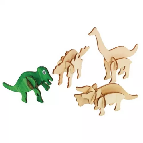 Set de 4 puzzle-uri 3D pentru decorat - Dinozauri