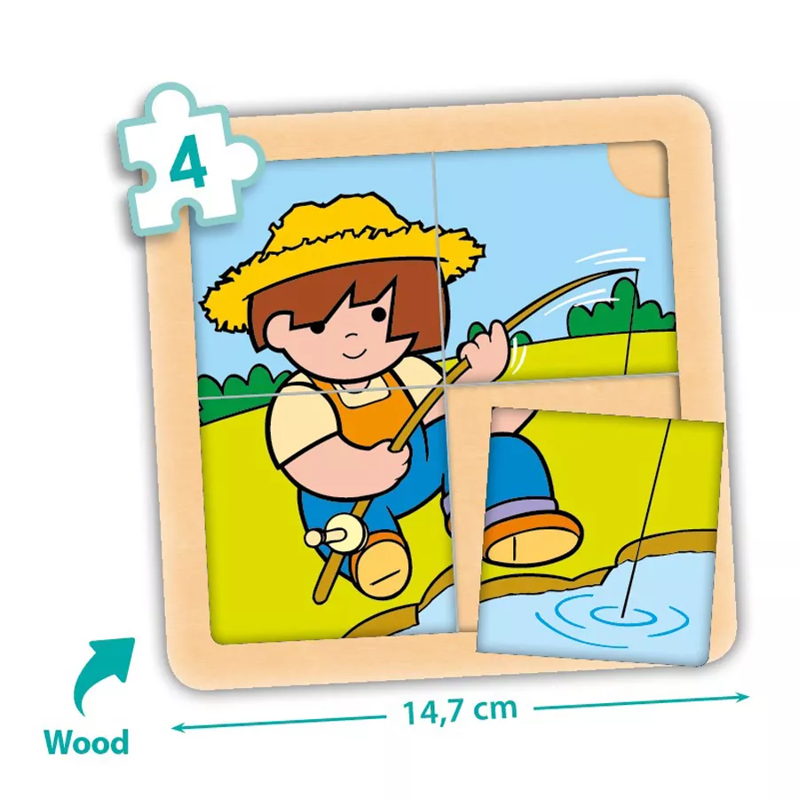 Set de 4 puzzle-uri din lemn (4 piese) - Zaro și Nita