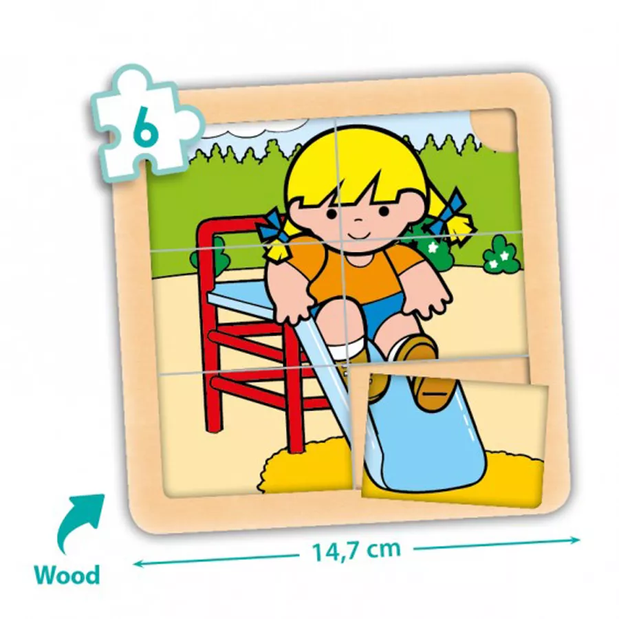 Set de 4 puzzle-uri din lemn (6 piese) - Zaro şi Nita