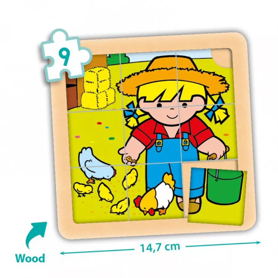 Set de 4 puzzle-uri din lemn (9 piese) - Zaro şi Nita