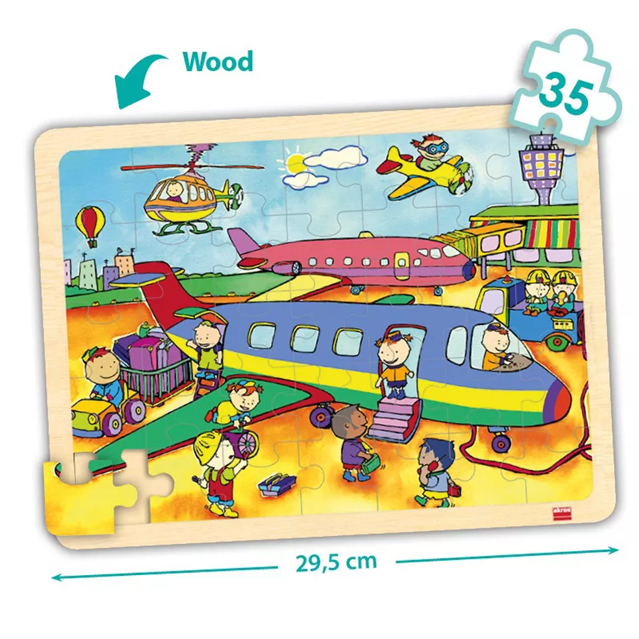Set de 4 puzzle-uri din lemn - Mijloace de transport