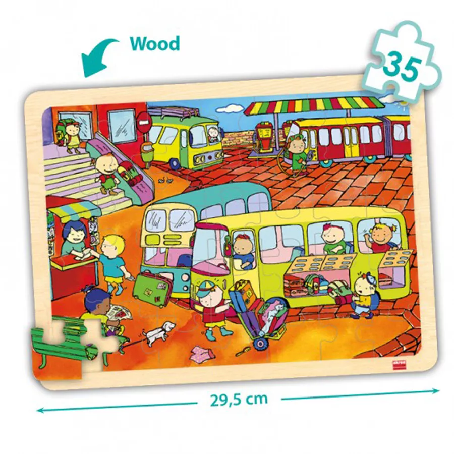 Set de 4 puzzle-uri din lemn - Mijloace de transport