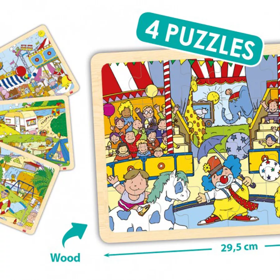 Set de 4 puzzle-uri din lemn - În timpul liber