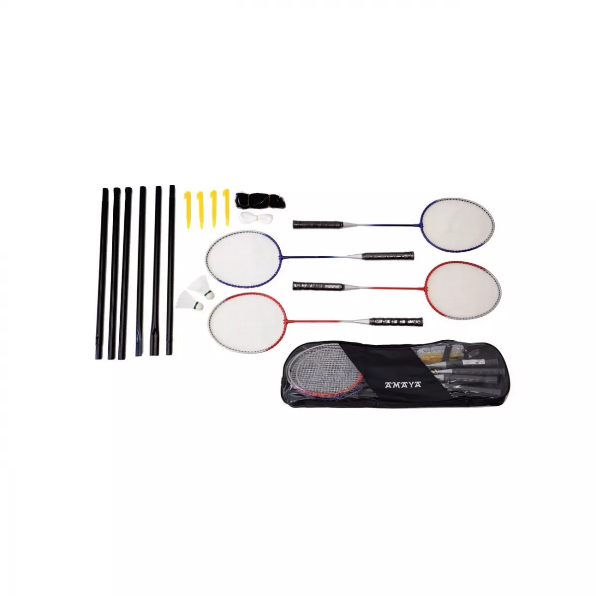 Set de 4 rachete pentru badminton, 2 fluturași și fileu