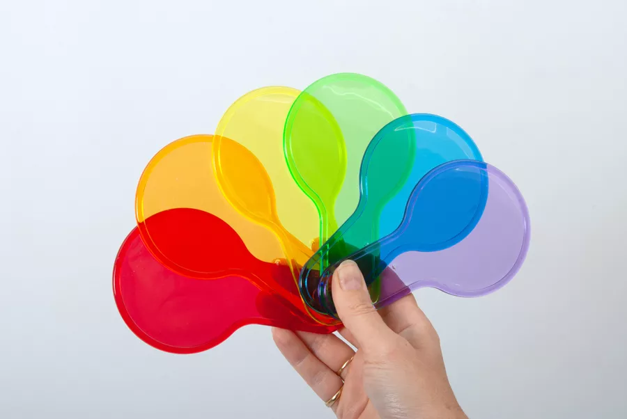 Set de 6 palete colorate pentru observarea efectului suprapunerii culorilor