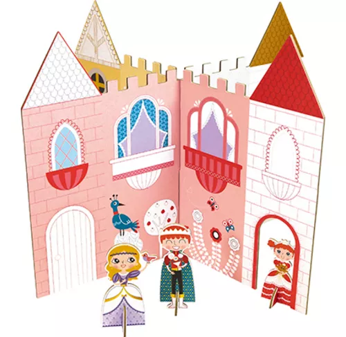Set decor și 8 figurine din carton de asamblat și colorat - Castel