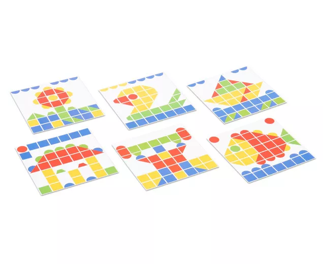 Set mozaic cu 92 de piese colorate și 12 șabloane