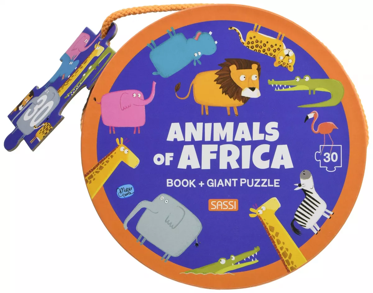 Set carte + puzzle uriaș cu 30 de piese - Animale din Africa (RESIGILAT)