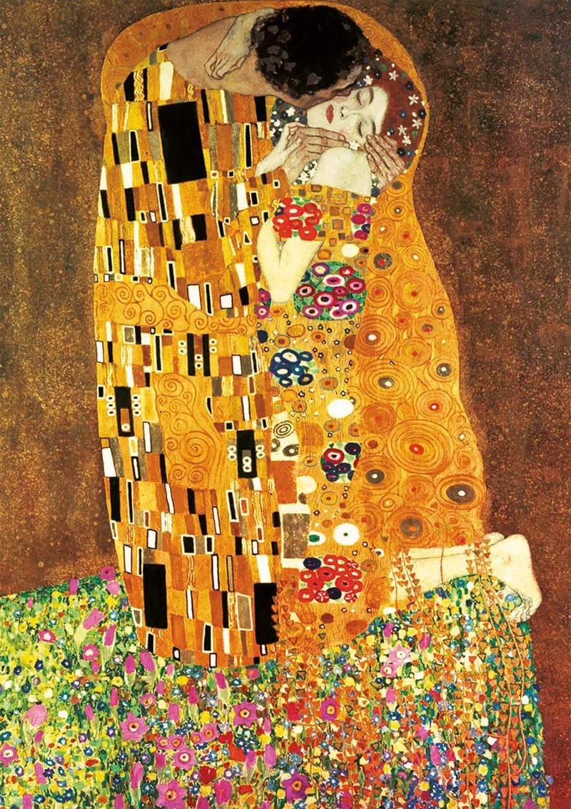 Set de 2 puzzle-uri din câte 1000 de piese - Sărutul & Fecioarele (Gustav Klimt)