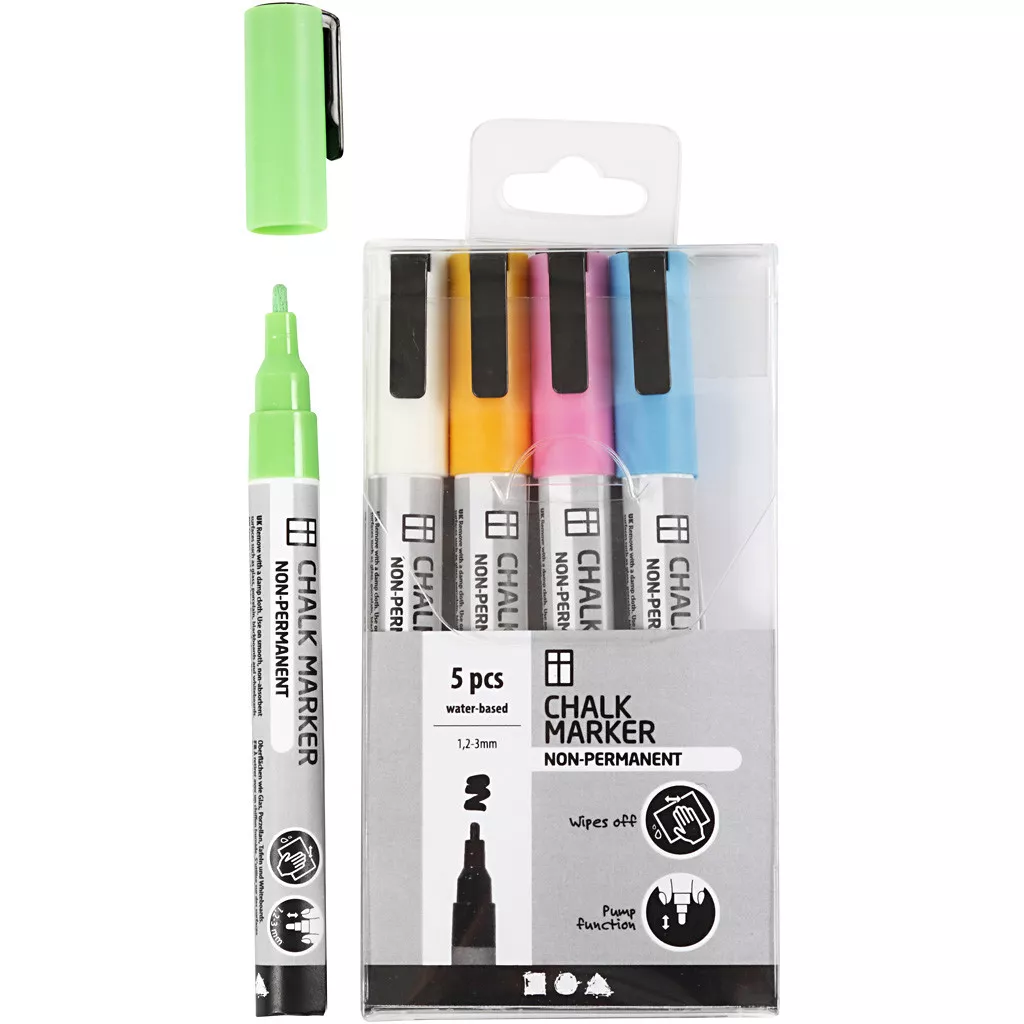 Set de 5 markere cu cretă lichidă  - Culori aprinse