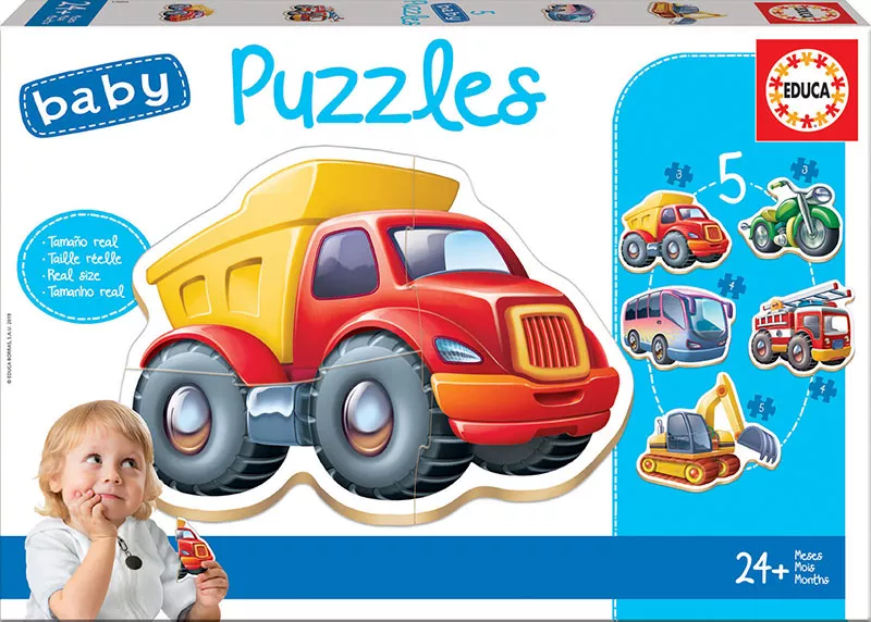 Set de 5 puzzle-uri progresive - Vehicule (2-5 piese)