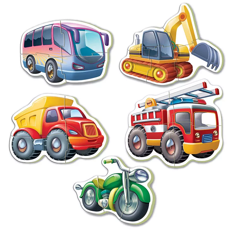 Set de 5 puzzle-uri progresive - Vehicule (2-5 piese)