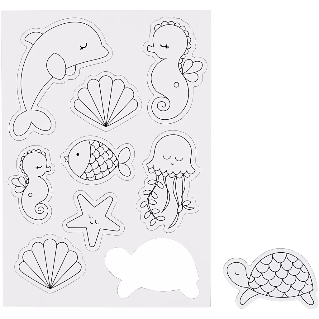 Set de 9 magneți pretăiați pentru decorat - Animale marine