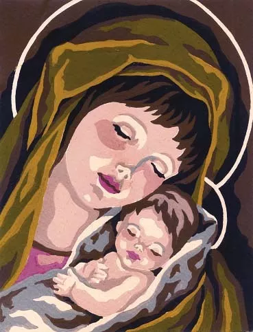 Set goblen imprimat cu ață și ac – Fecioara Maria cu pruncul (3)