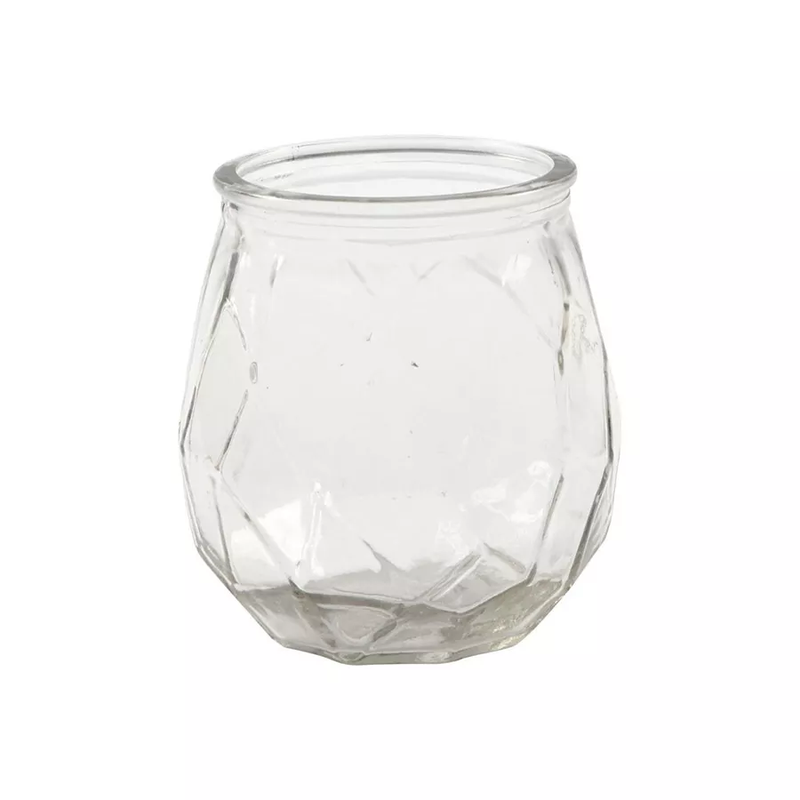 Suport din sticlă transparentă pentru lumânare decorativă, 9,5 x 10,5 cm